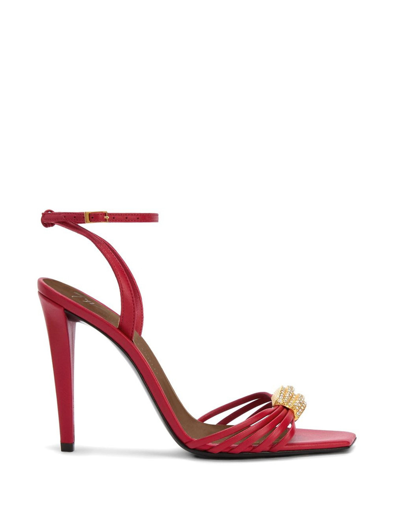 Orchid square toe crystal brooch sandals 1
