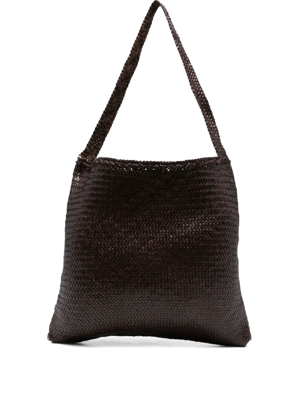 woven leather shoulder bag - 1