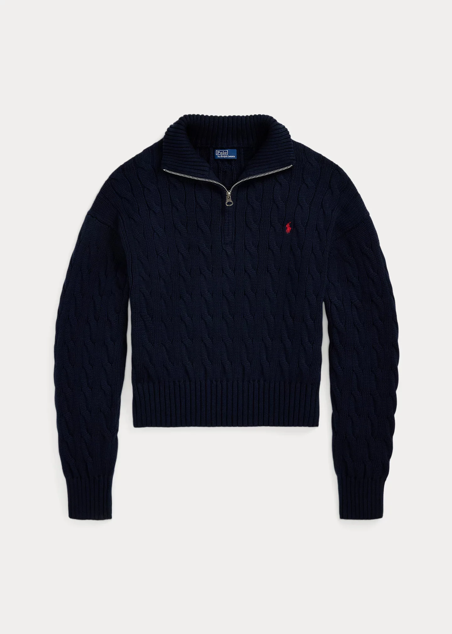 Cable-Knit Cotton Quarter-Zip Sweater - 1