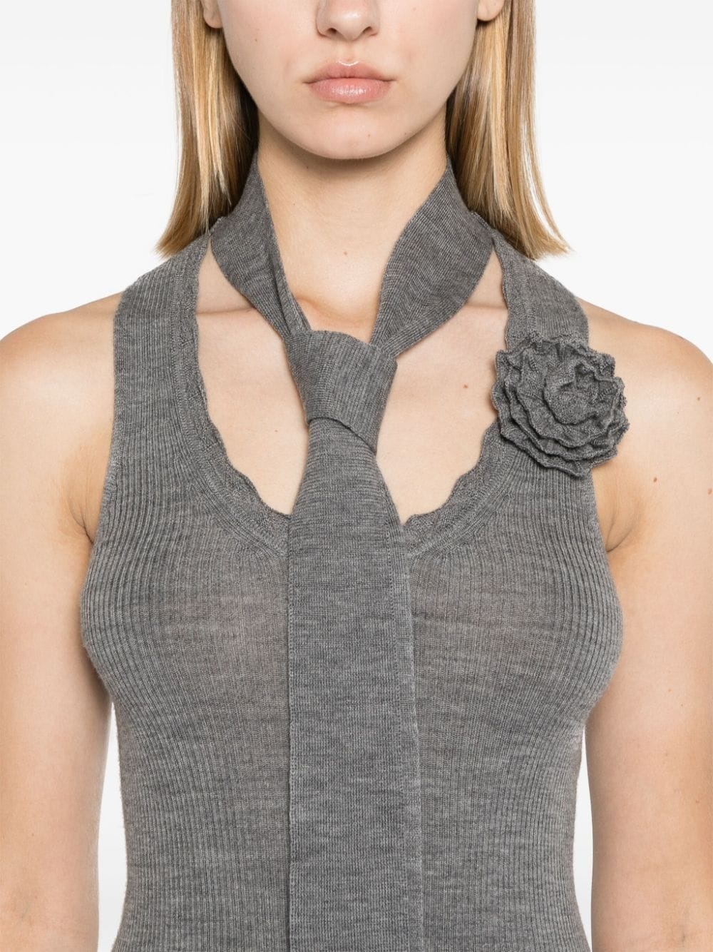 floral-appliquÃ© knitted tank top - 5