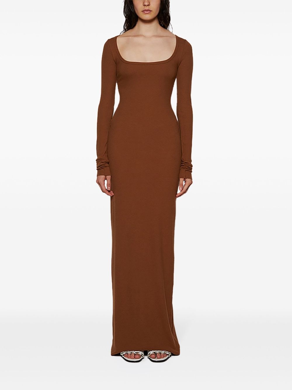 square-neck slim-fit maxi dress - 3