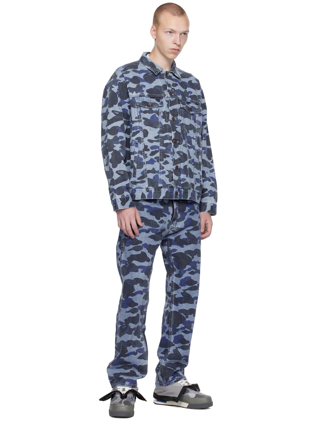 Blue Camo Over Denim Jacket - 4