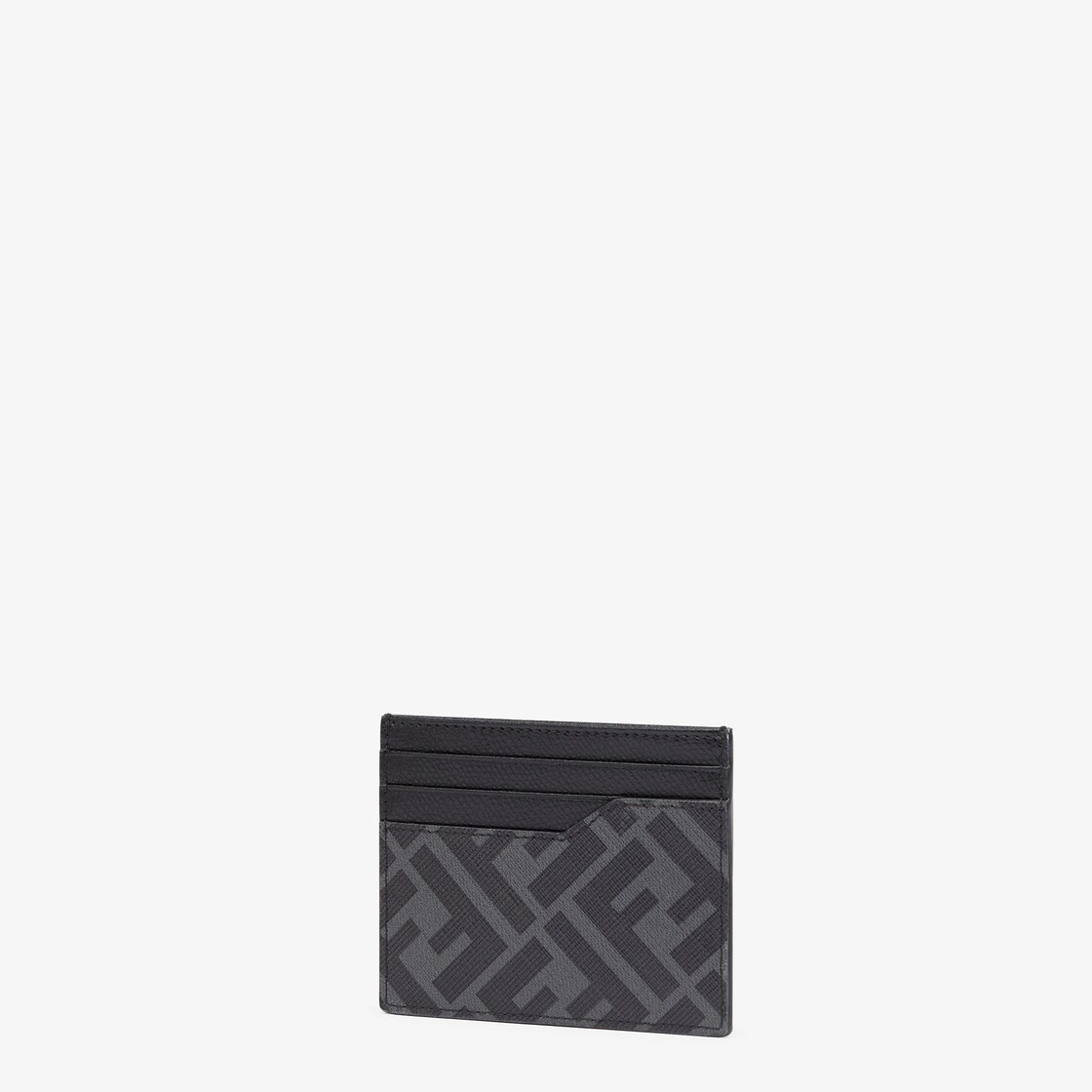 Card holder with central flat pocket and 6 slots. Made of textured fabric with a gray and black FF m - 2