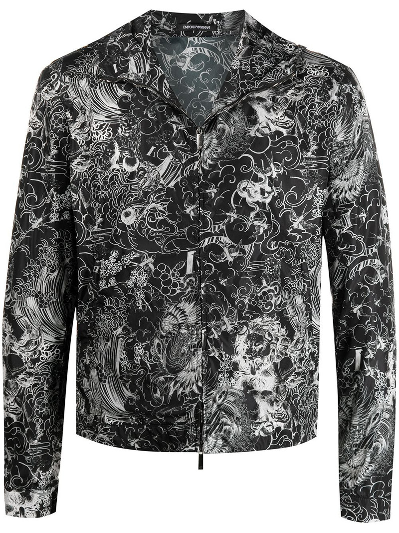 abstract-print hooded jacket 1