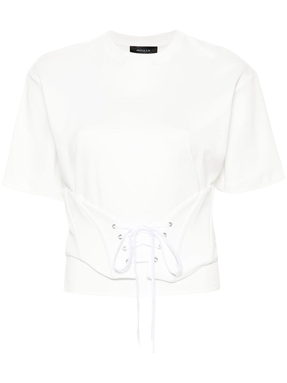 corset detail cotton T-shirt - 1