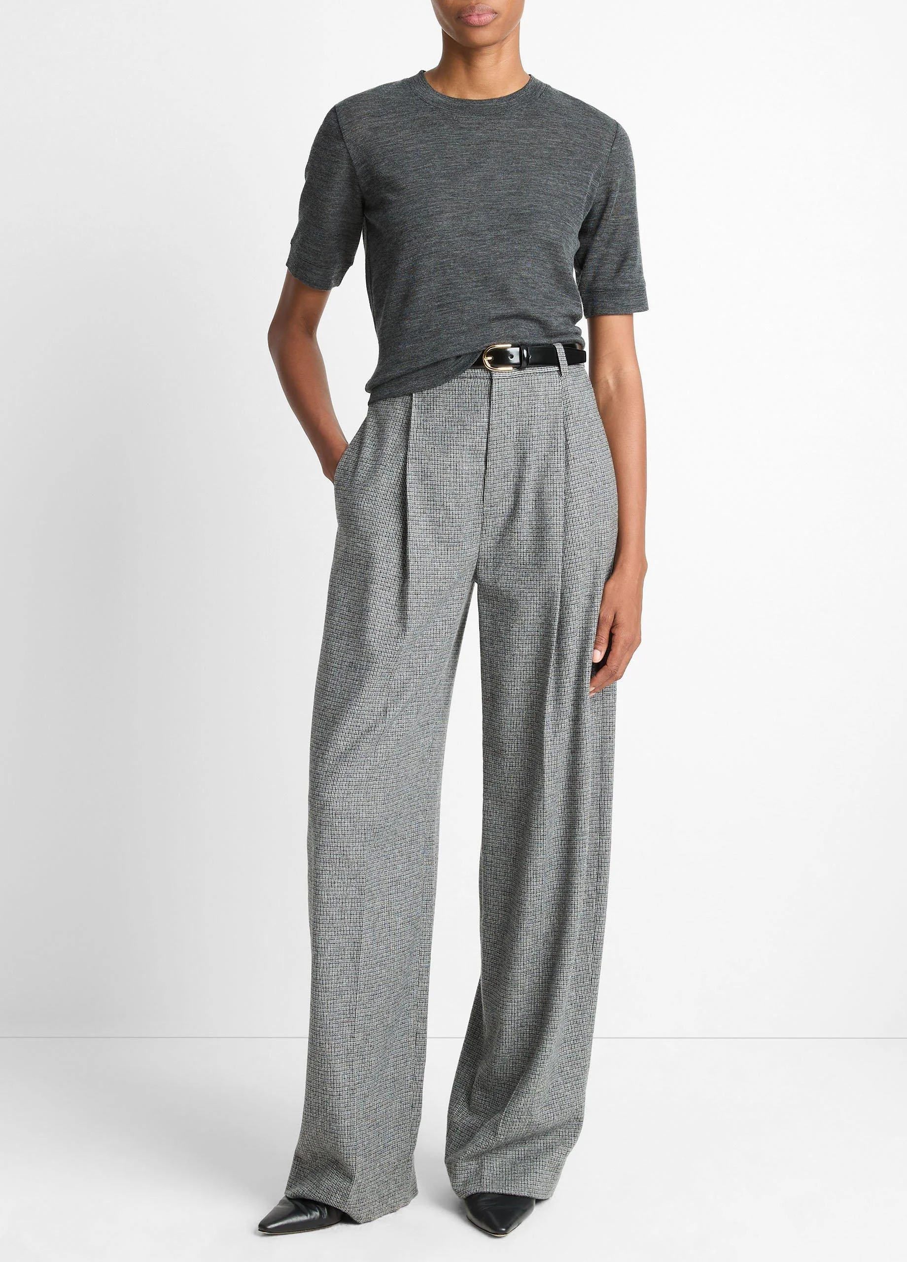 Roma Check Italian Wool-Blend High-Waist Trouser - 1