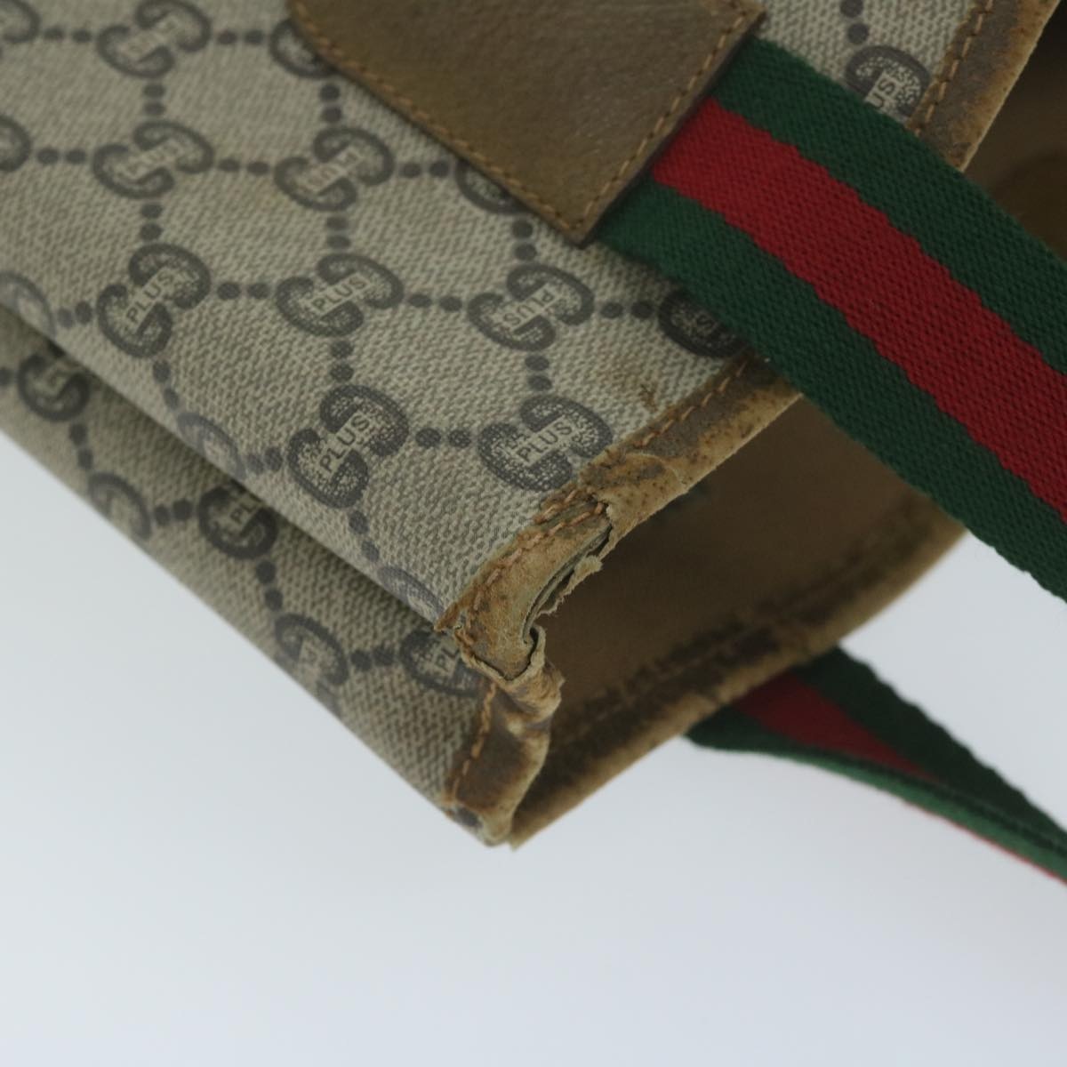 GUCCI GG Plus Supreme Web Sherry Line Tote Bag Beige Red Green - 7
