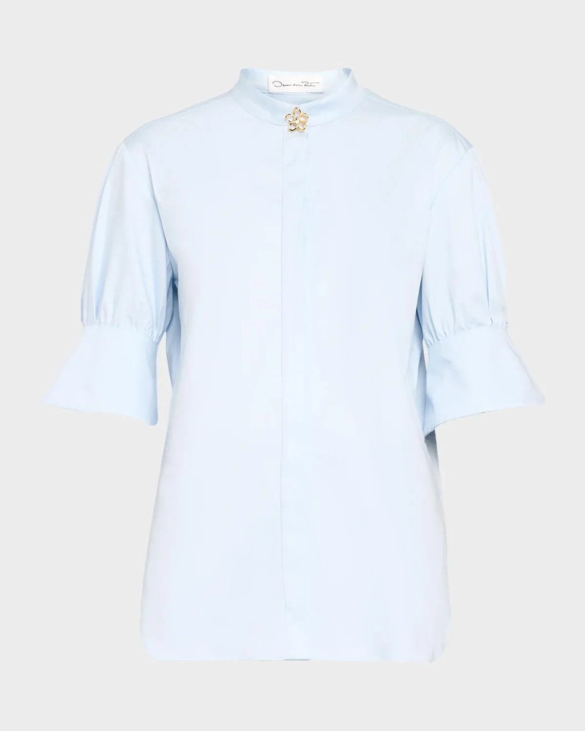 Short-Sleeve Cotton Poplin Button-Down Shirt - 1