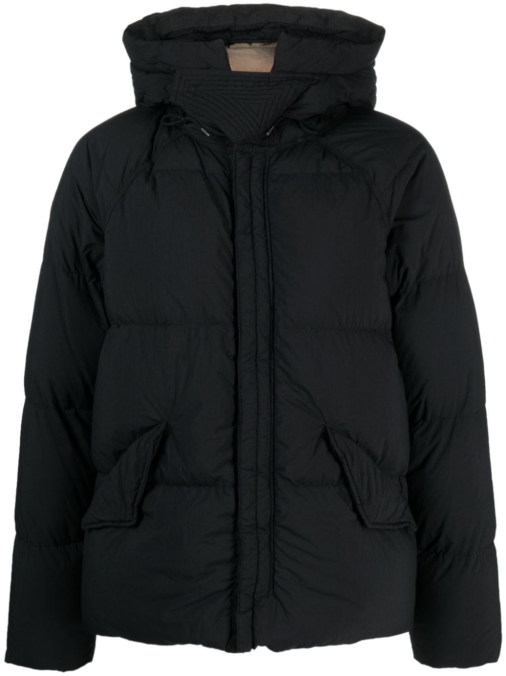 padded drawstring-hooded jacket - 1