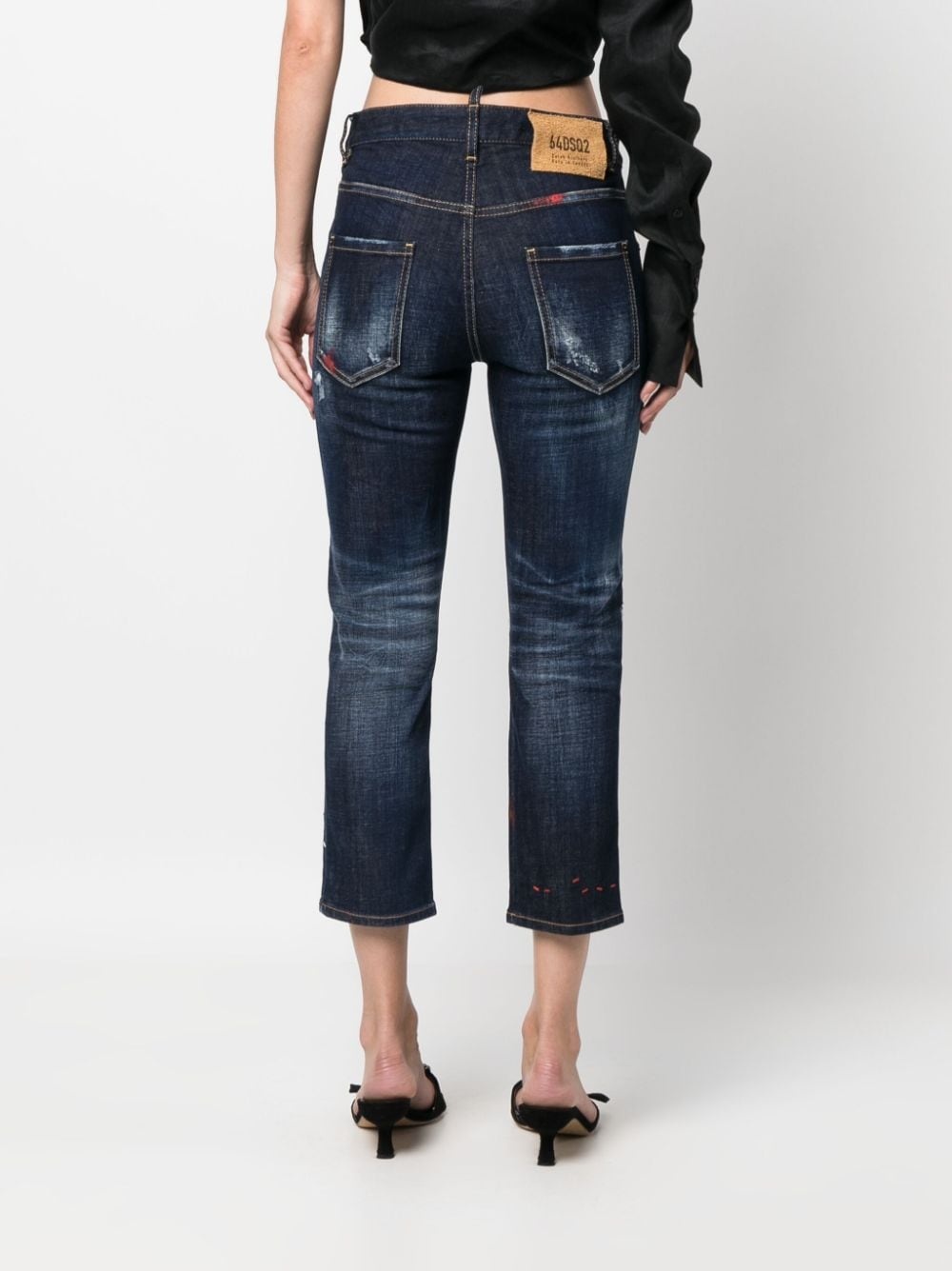 embroidered-design cropped jeans - 4