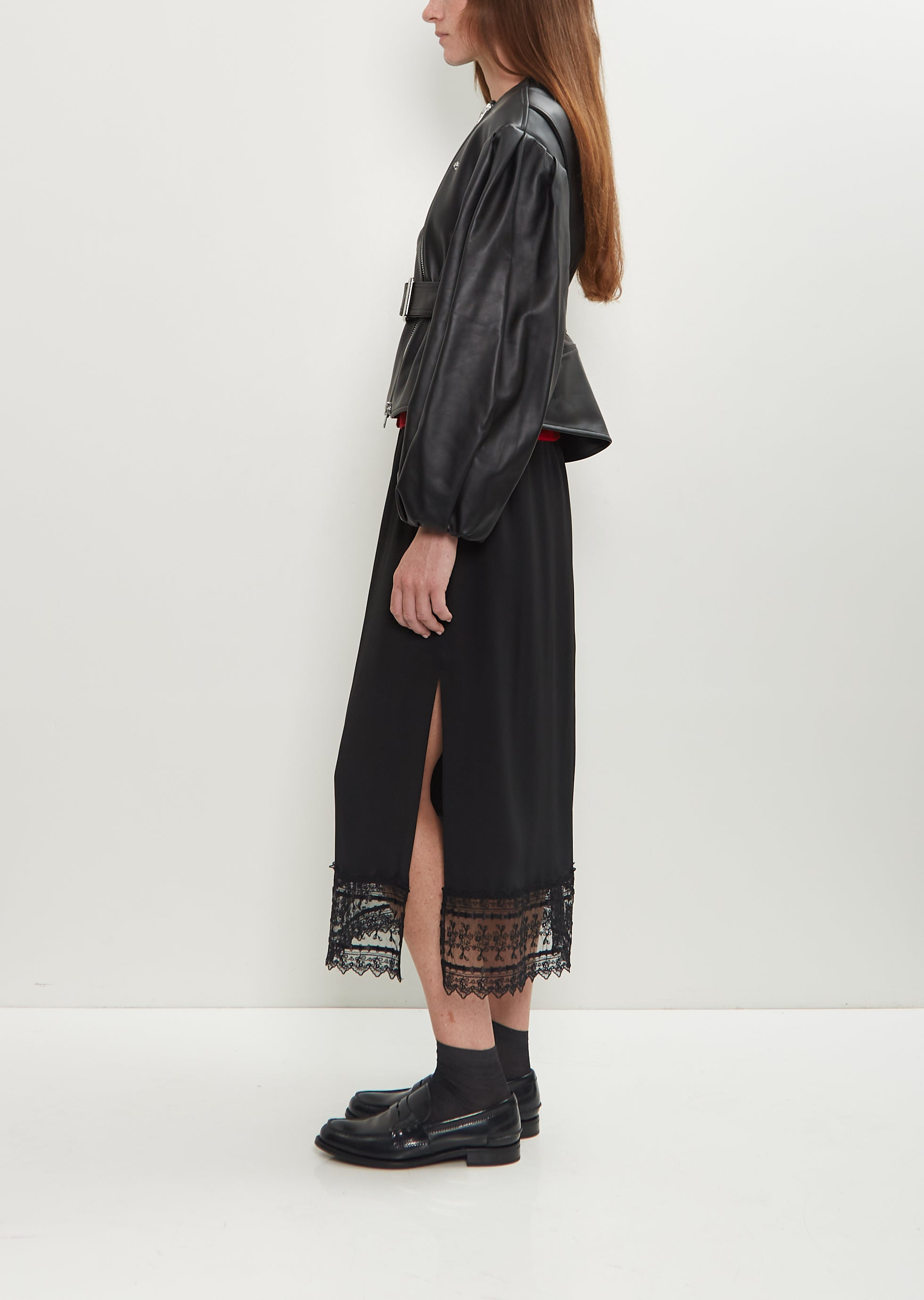 Sculpted Belt Detail Biker Jacket - 2