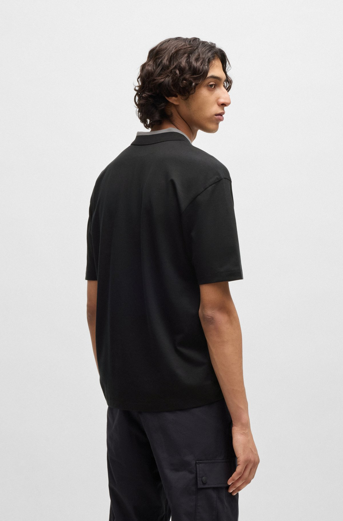 HUGO X RB STRETCH-COTTON POLO SHIRT WITH CARBON STEALTH LOGO - 5