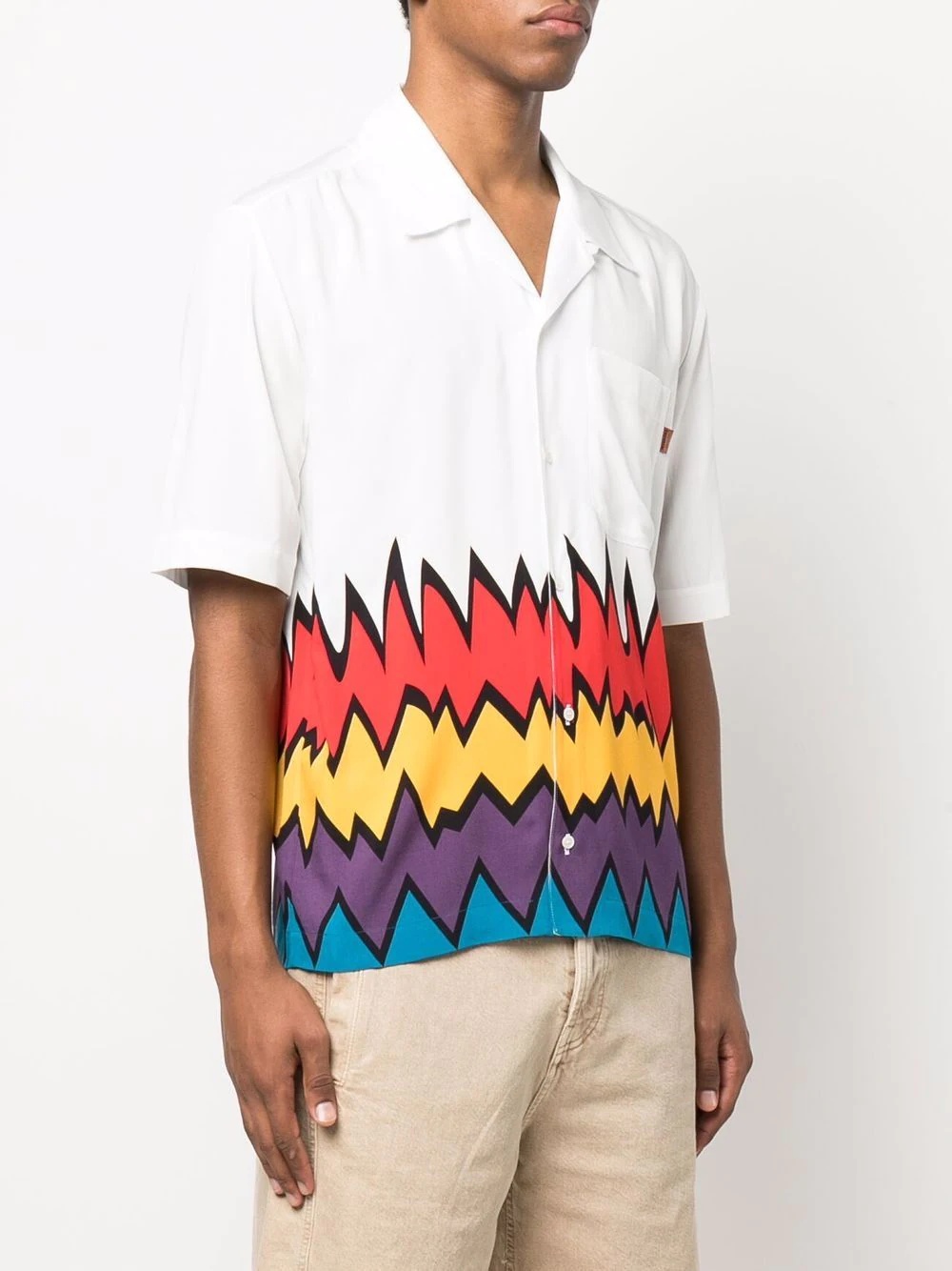 zigzag-print short-sleeved shirt - 3