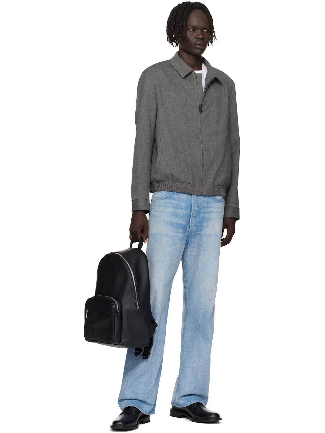 Black Structured Signature Trims Backpack - 4