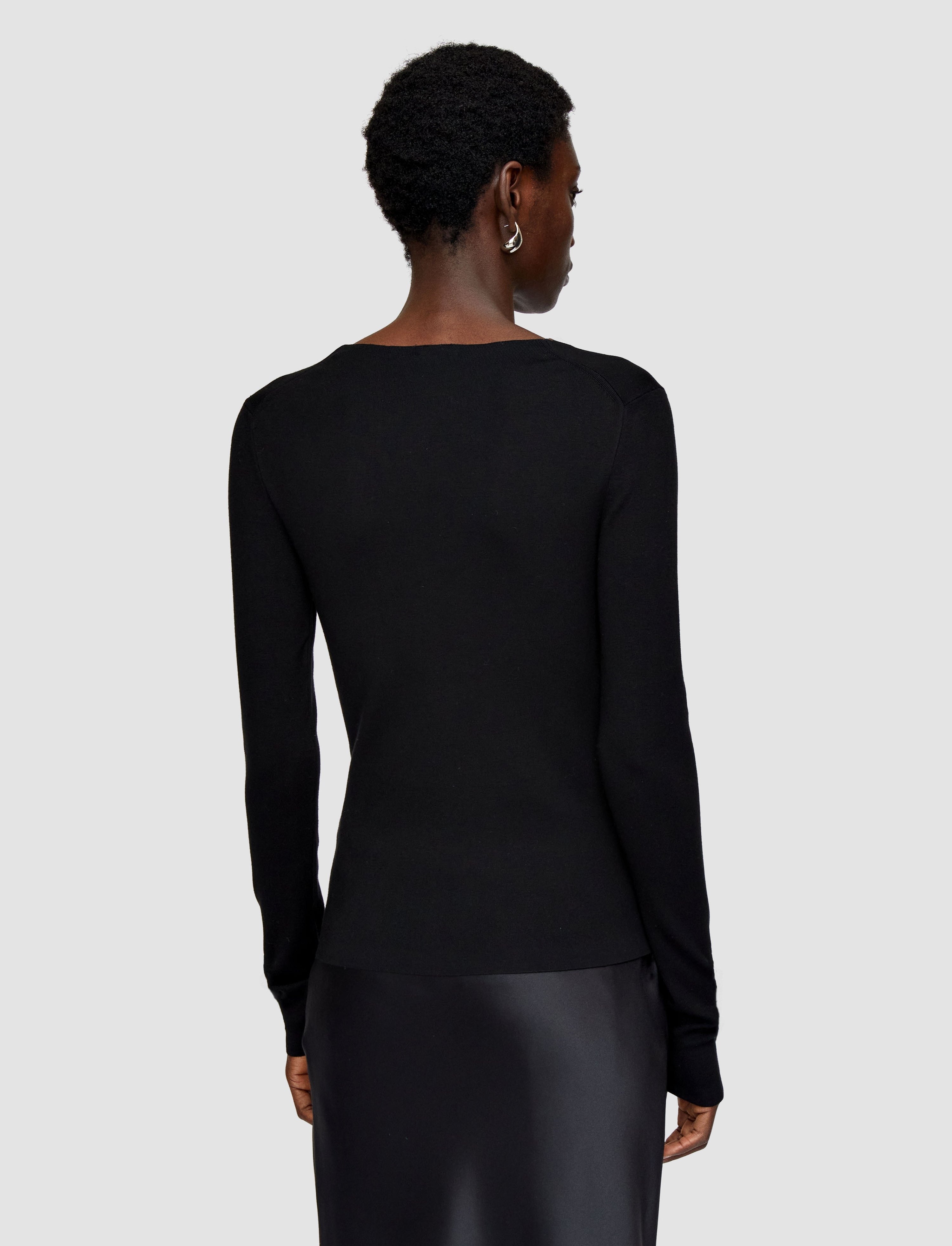 Silk Stretch V Neck Top - 4
