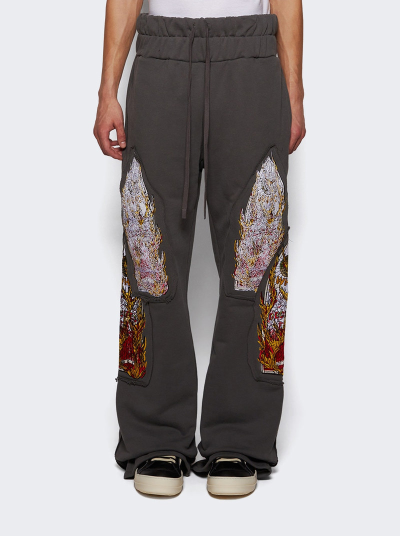 WHO DECIDES WAR Triple Flame Glass Sweatpants Vintage Grey outlook