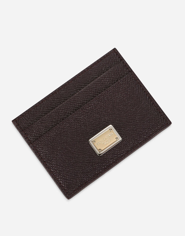 Calfskin card holder with branded plate - 5