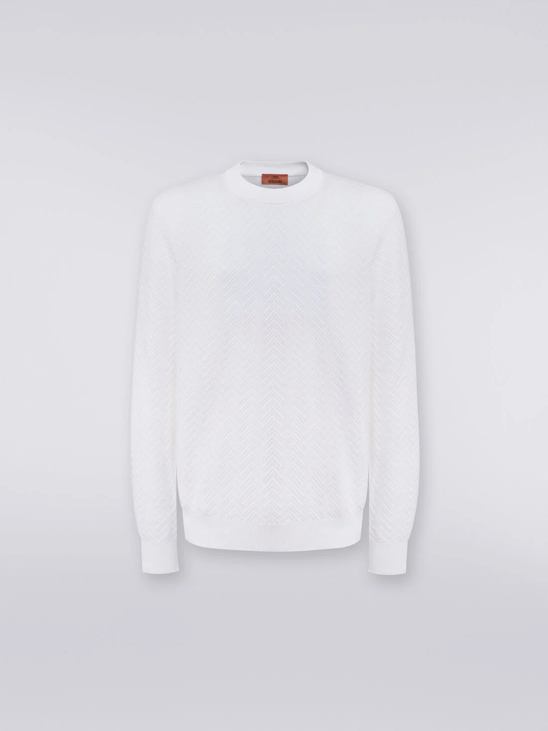 Cotton chevron crew-neck pullover - 1