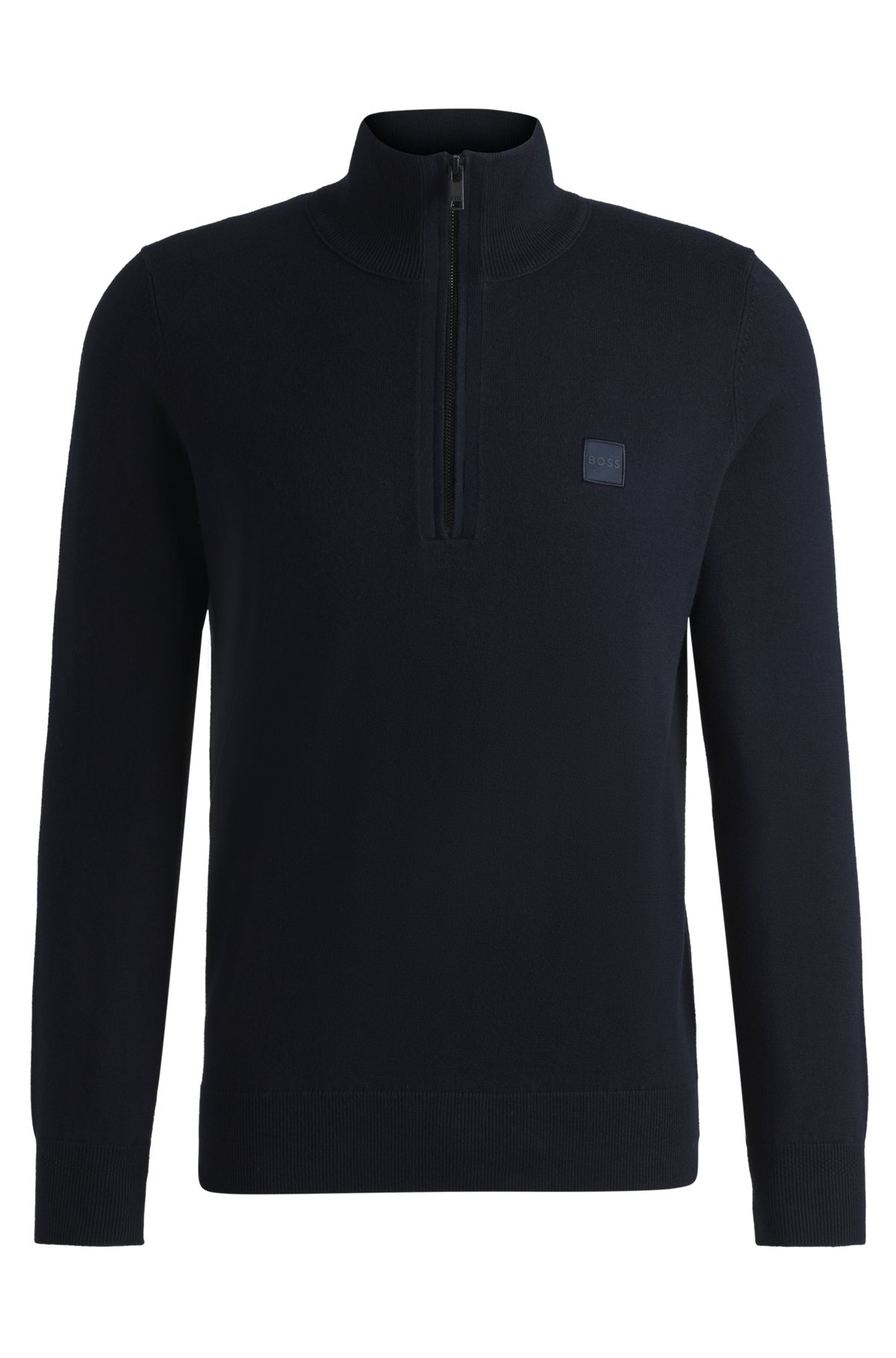 LOGO-PATCH ZIP-NECK SWEATER IN COTTON AND CASHMERE - 1