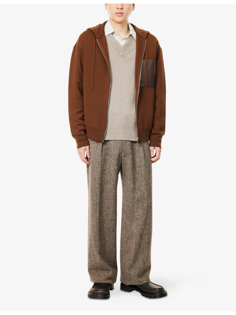 Loewe Leather Patch-Pocket Wool Hoody outlook