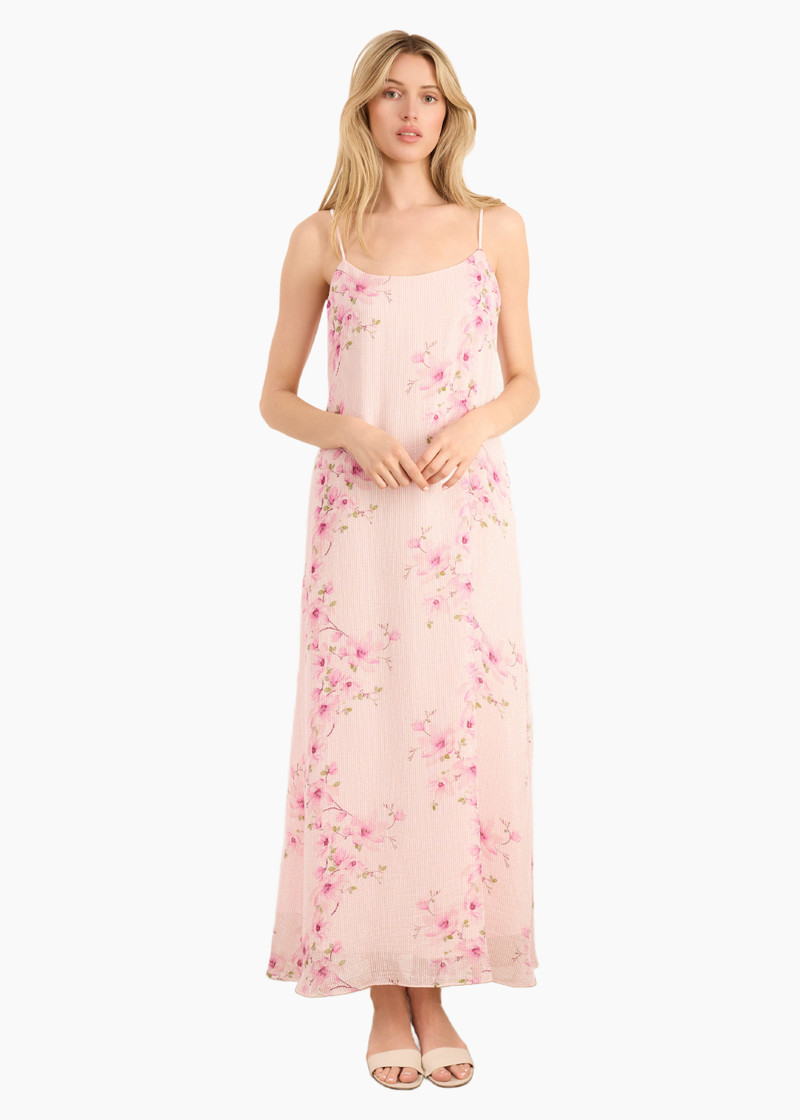 LUZ METALLIC CHIFFON MAXI DRESS AURORA BLOSSOM 1