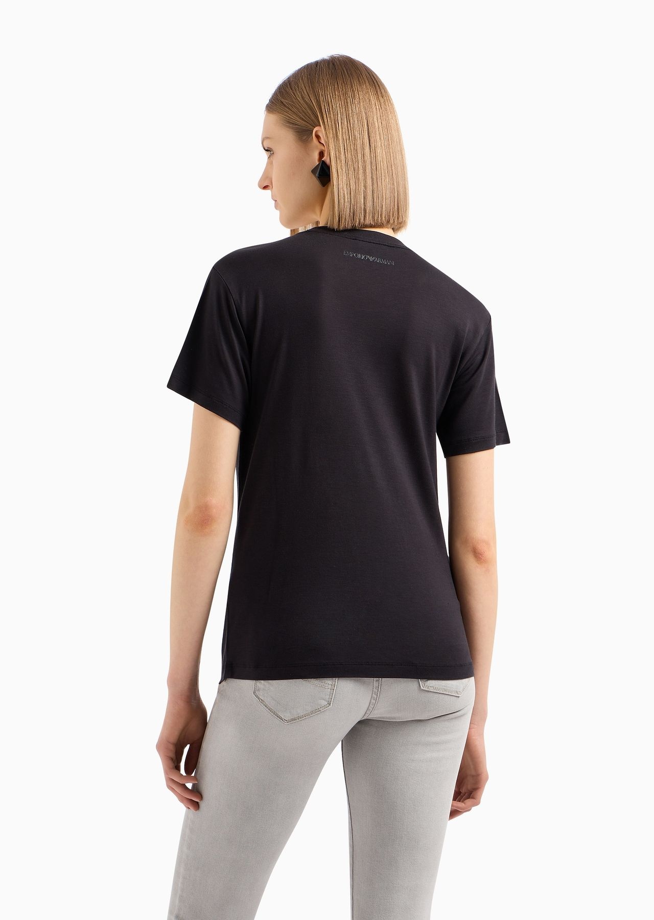 ASV washed Lyocell T-shirt with devoré-effect logo - 3