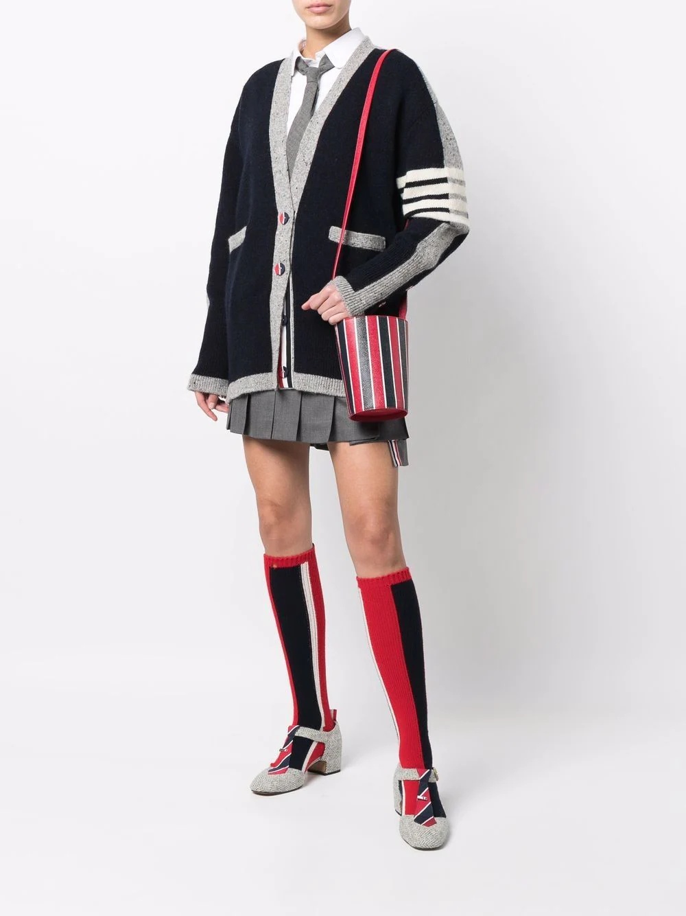 mini RWB-Stripe lining bucket bag - 2