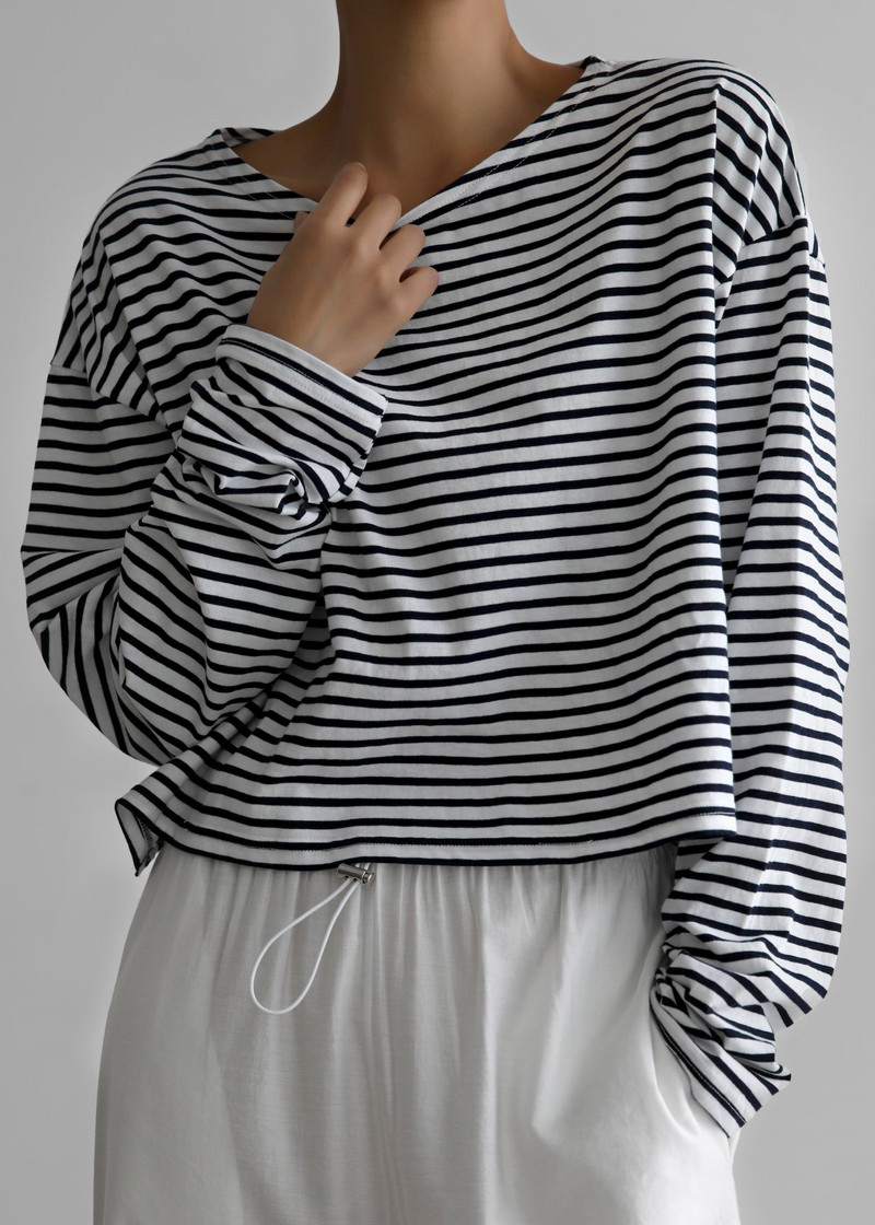 Neha Cropped Top - Navy Stripe 6