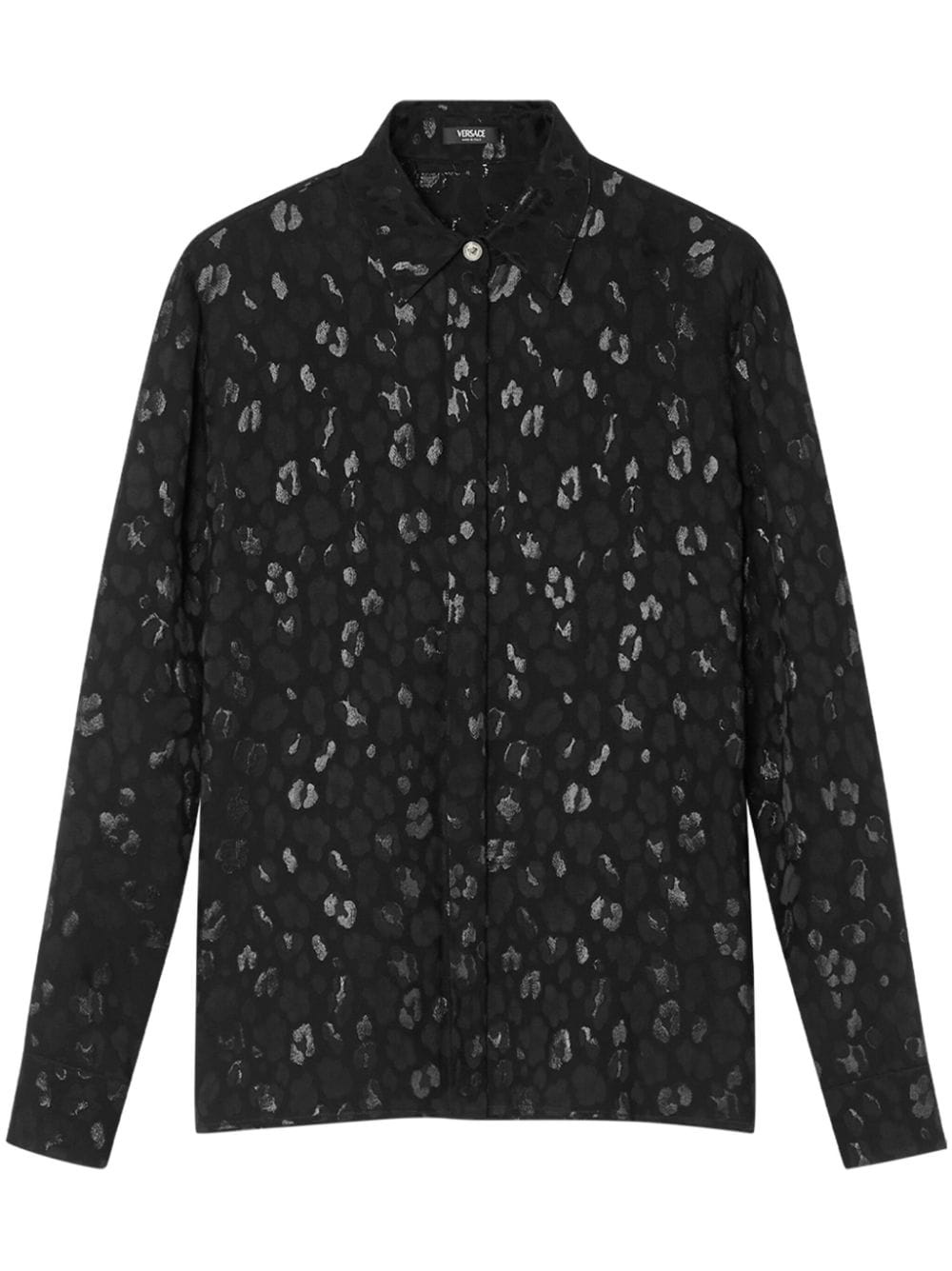 leopard-jacquard satin shirt - 1