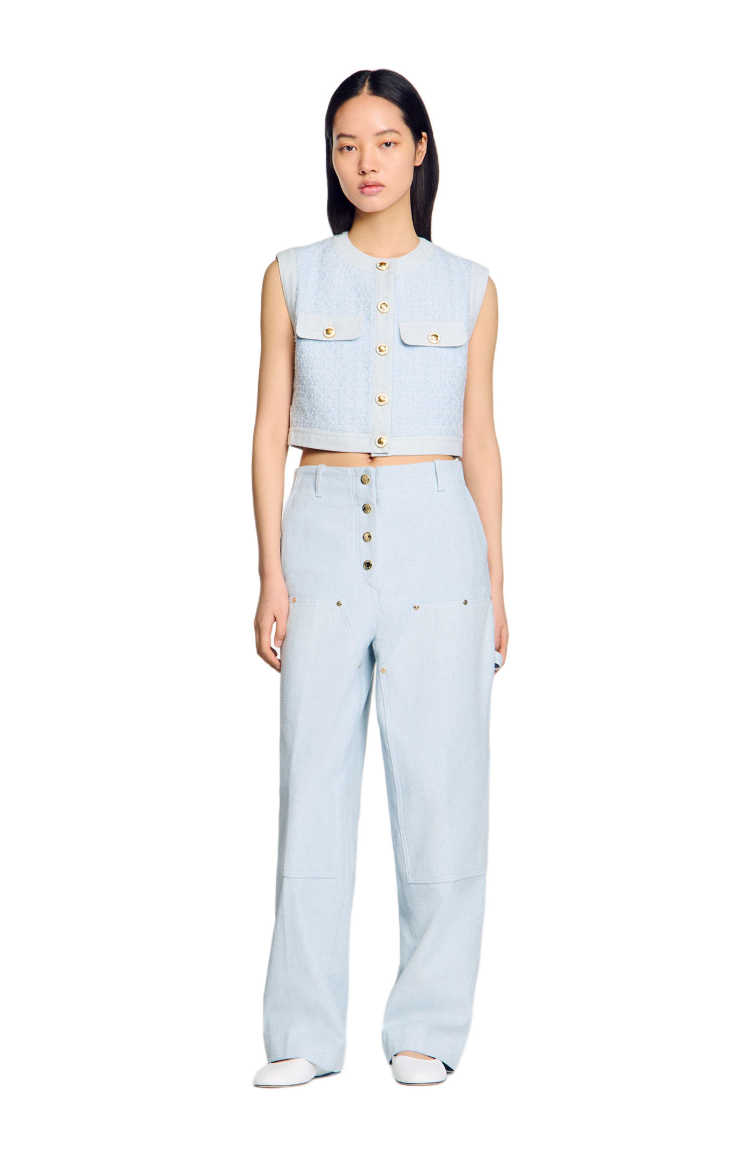 SANDRO Decorative tweed jacket in Sky Blue at Nordstrom - 1