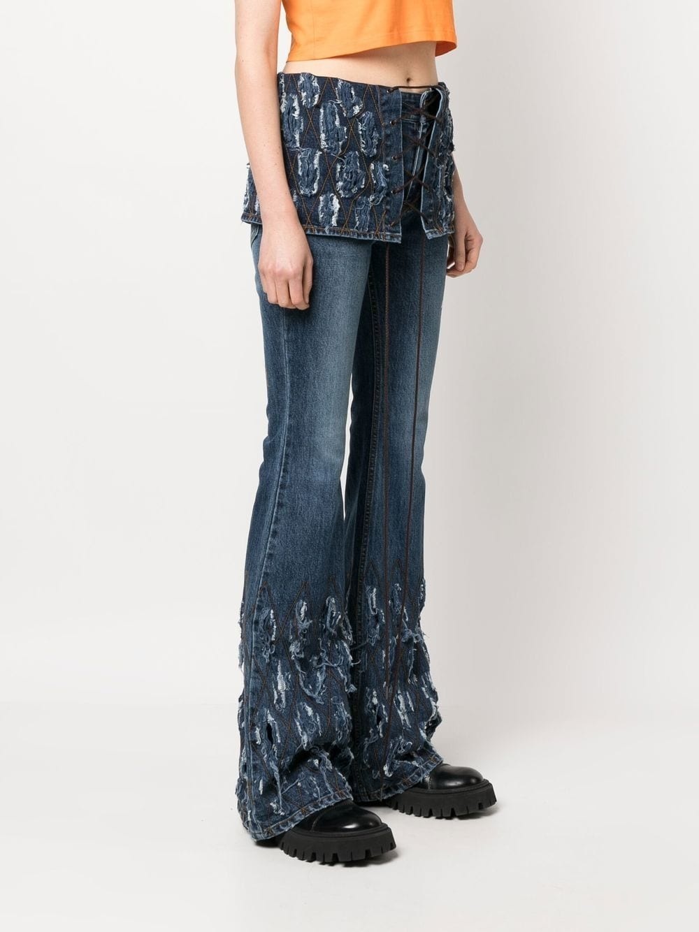 distressed-effect flared jeans - 3
