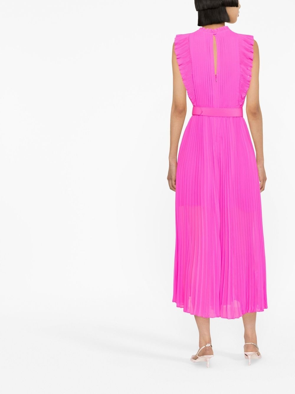 sleeveless pleated chiffon dress - 4