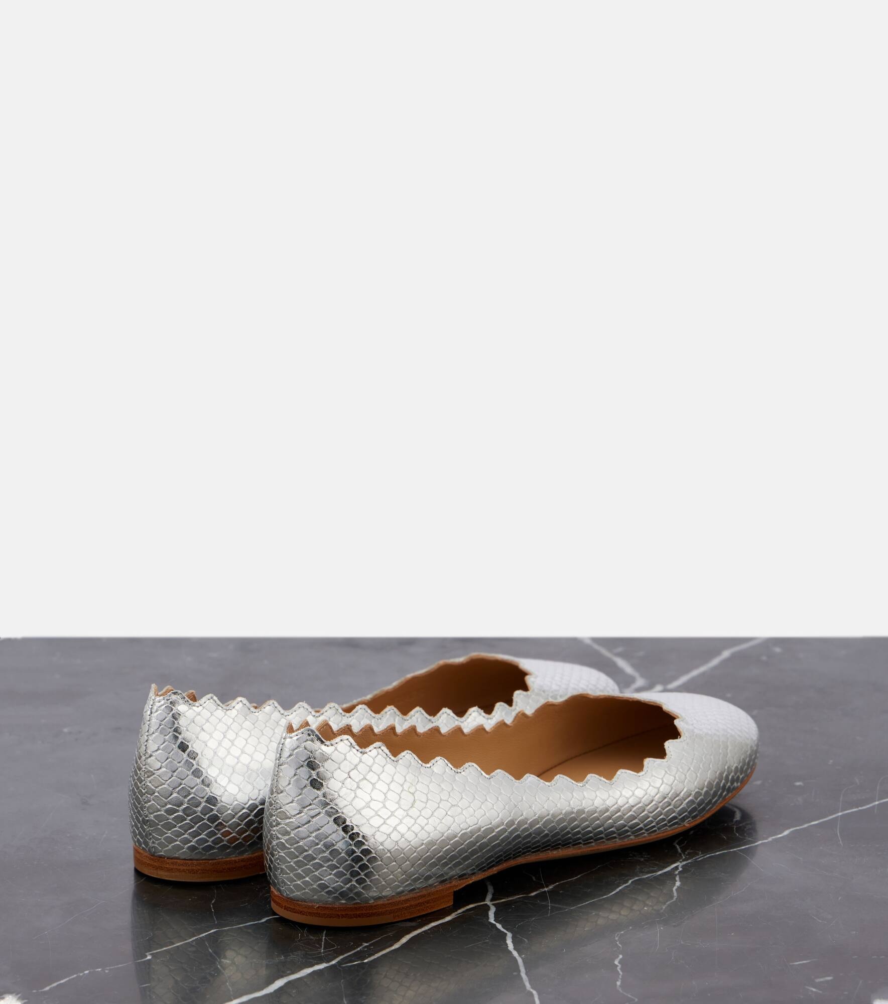 Lauren croc-effect leather ballet flats - 3