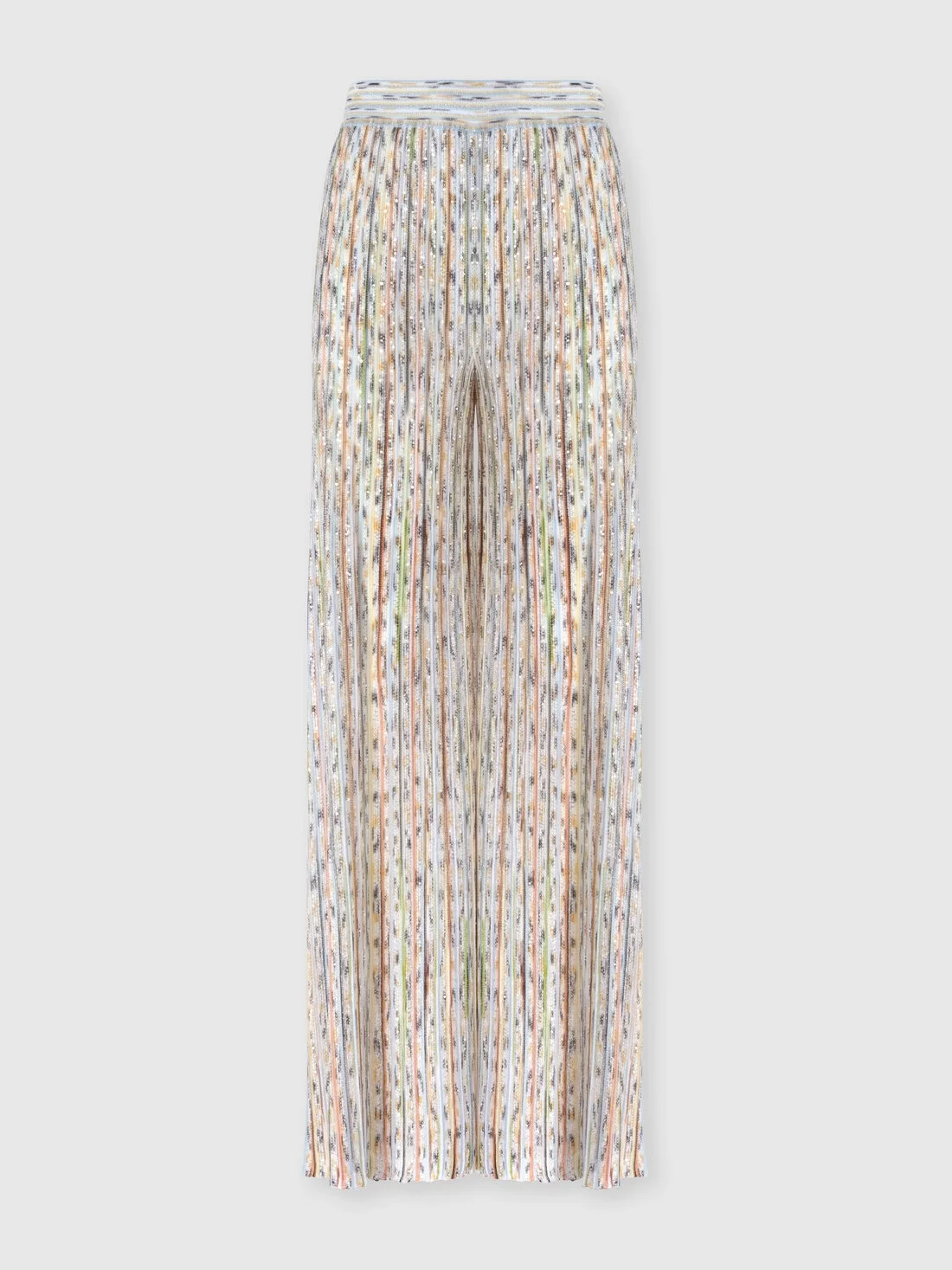 Ribbed Mixed Viscose Trousers with Sequins - 1