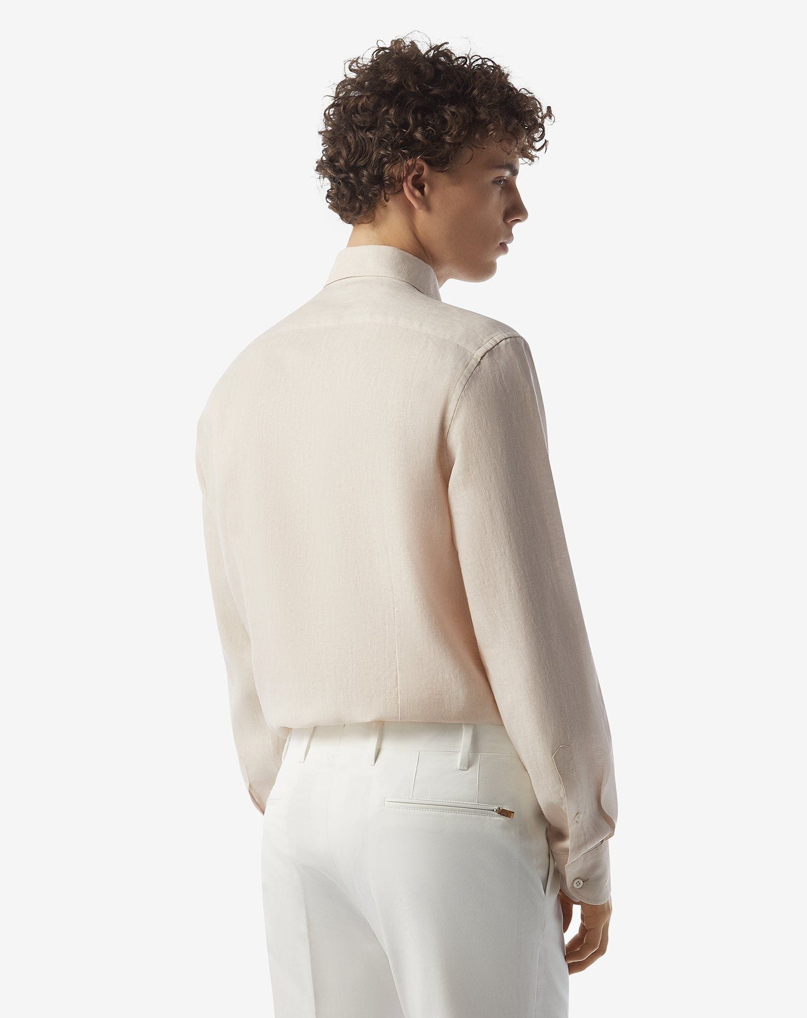 Beige pure linen shirt - 3
