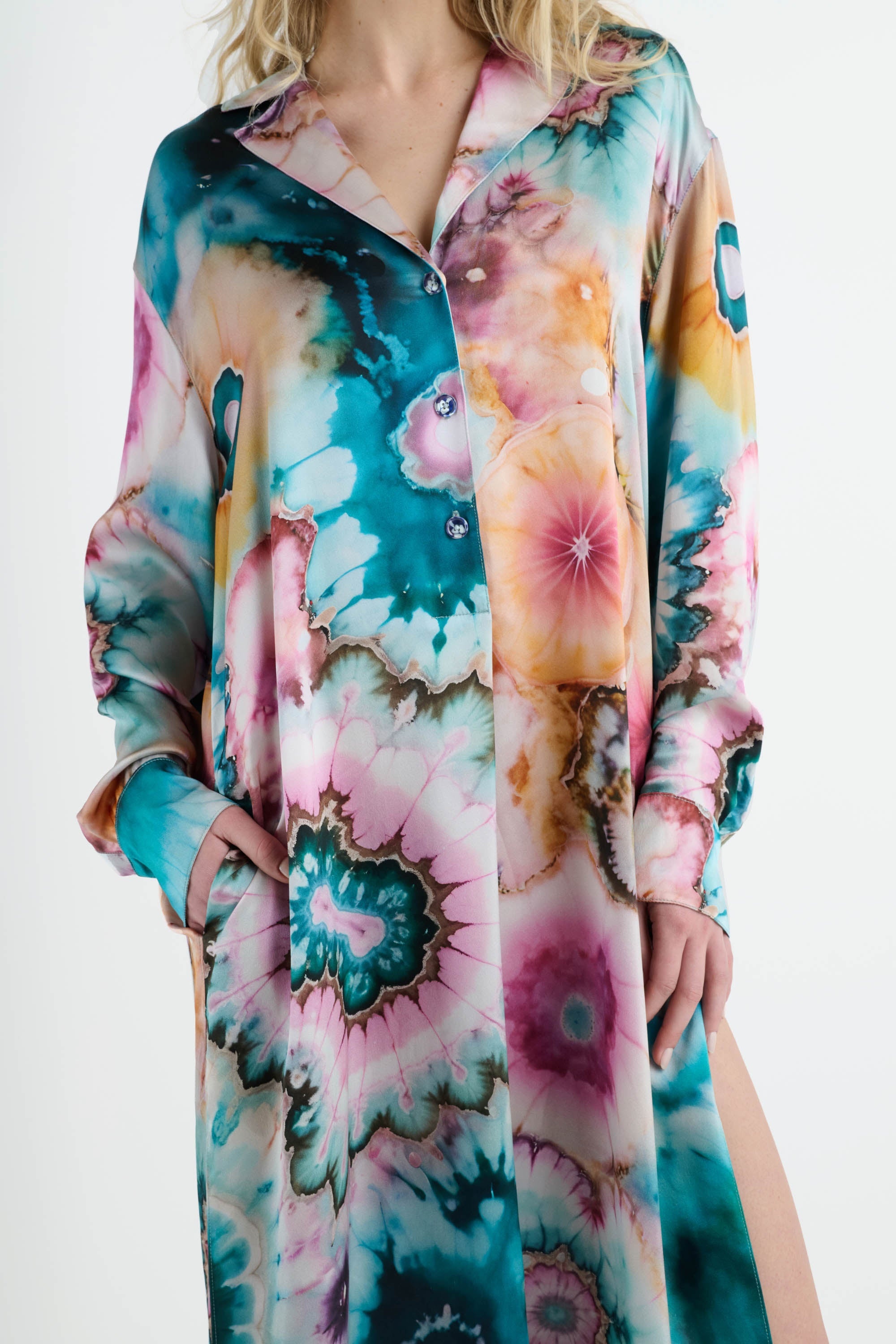 SILK TIE DYE CAFTAN - 3