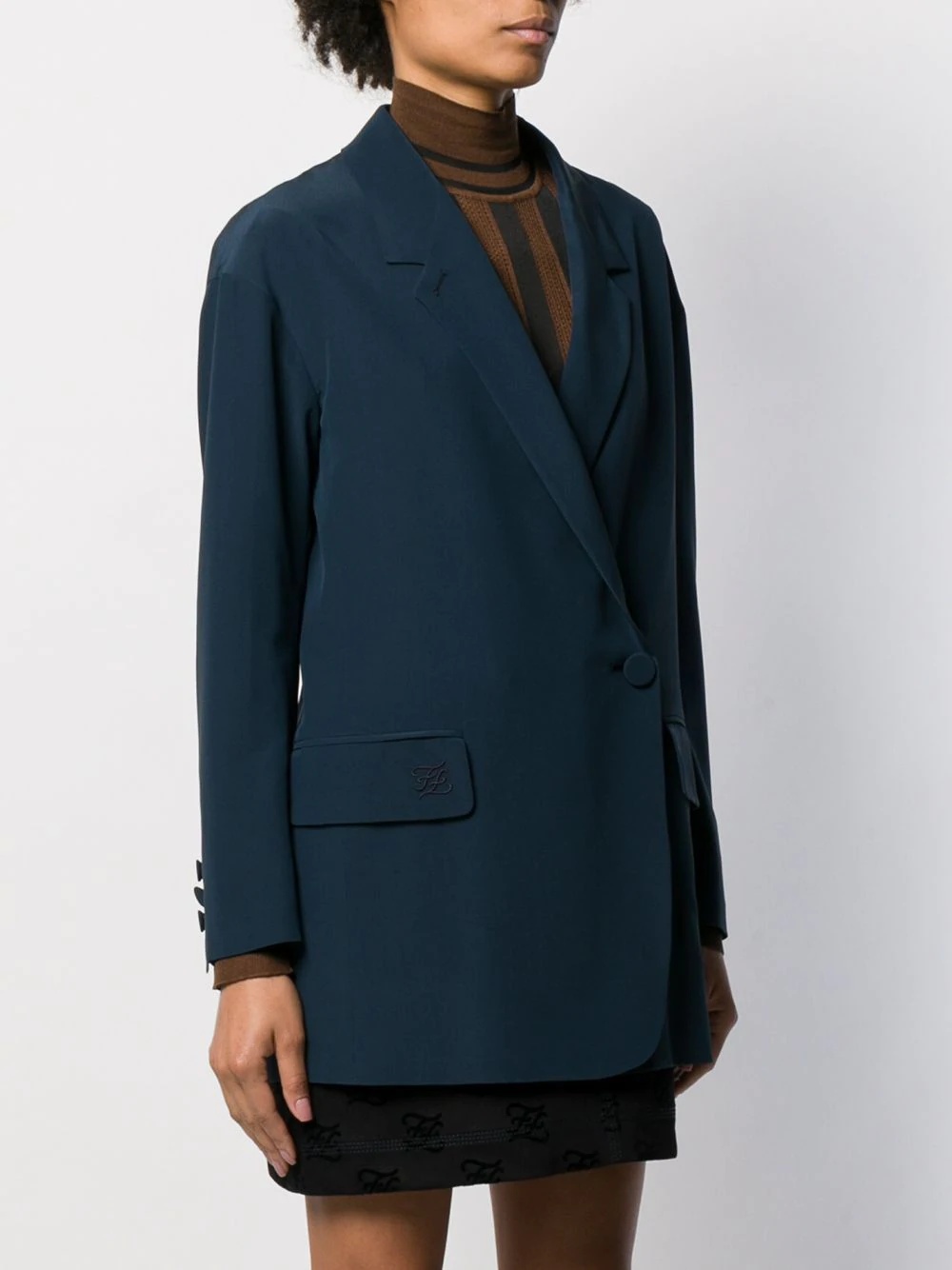 silk off-centred buttoned blazer - 3