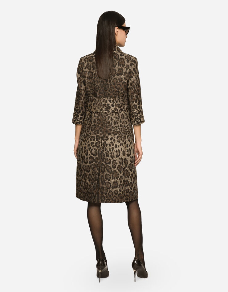 Wool midi dress with jacquard leopard design - 3