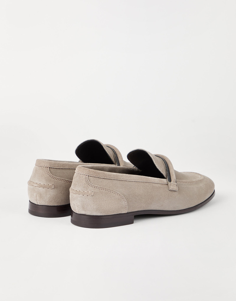 Brunello Cucinelli Suede penny loafers with shiny detail outlook