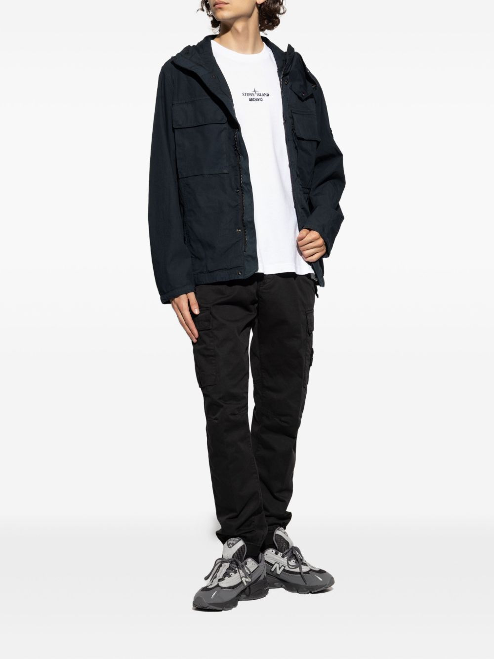 hooded patch-pocket jacket - 2