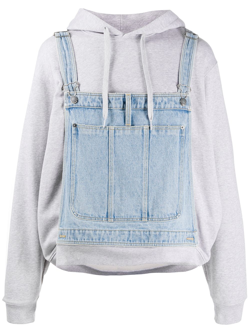 dungaree layered hooded sweatshirt - 1