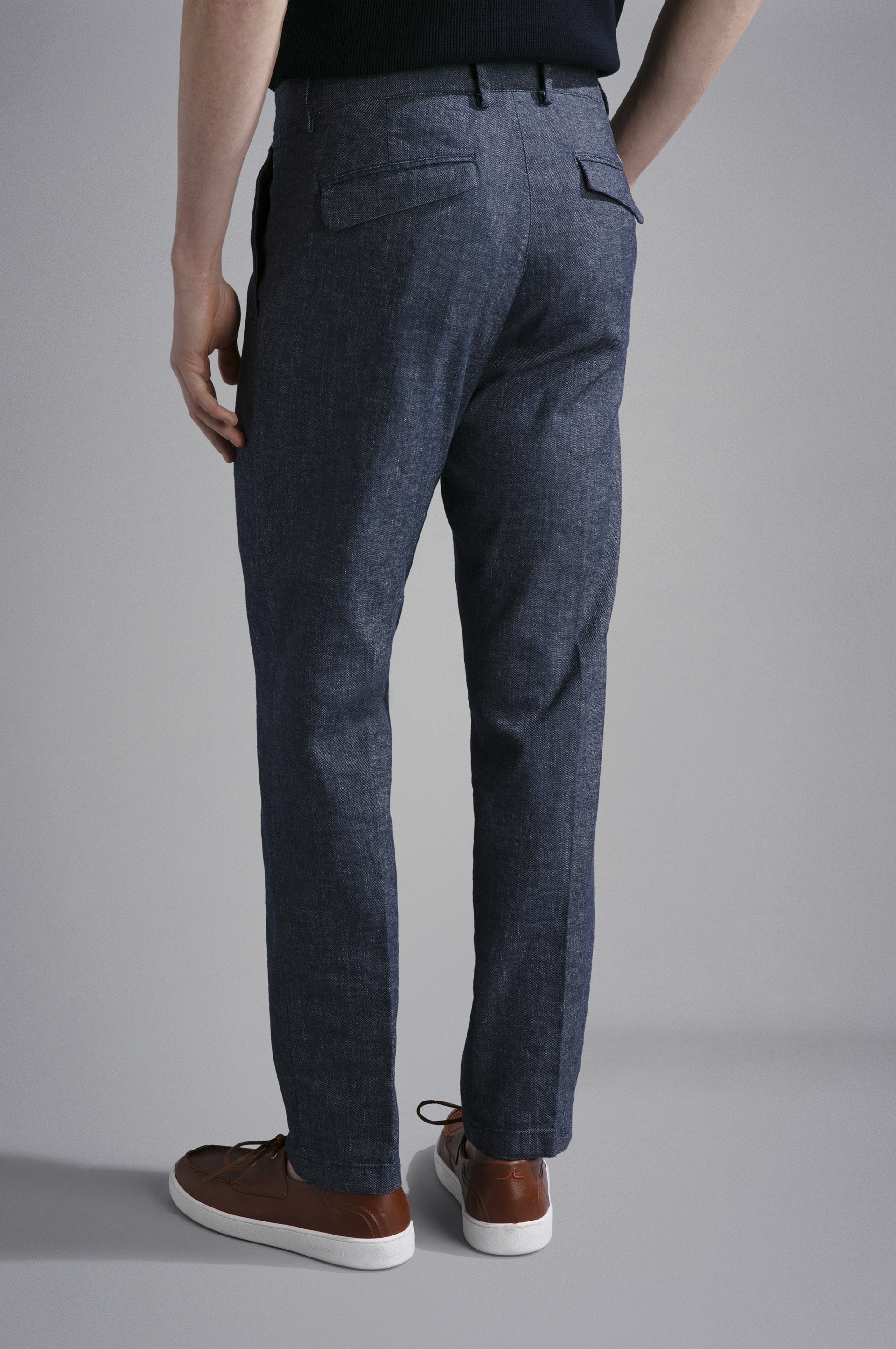 LINEN E COTTON STRETCH CHINO TROUSERS - 3
