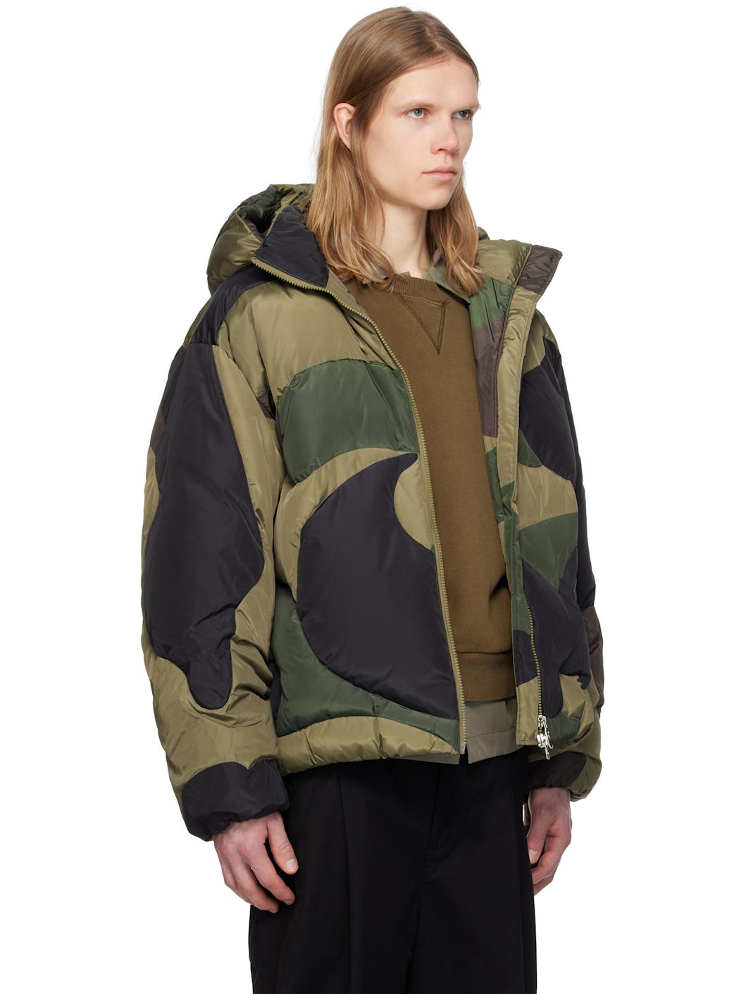 Green Camo Nylon Down Jacket - 2