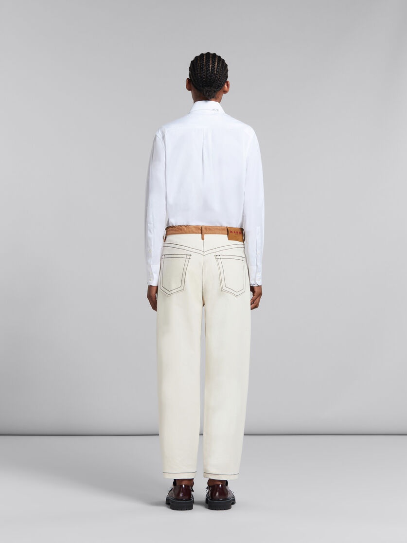 ECRU CARROT-FIT JEANS WITH MARNI MENDING - 3