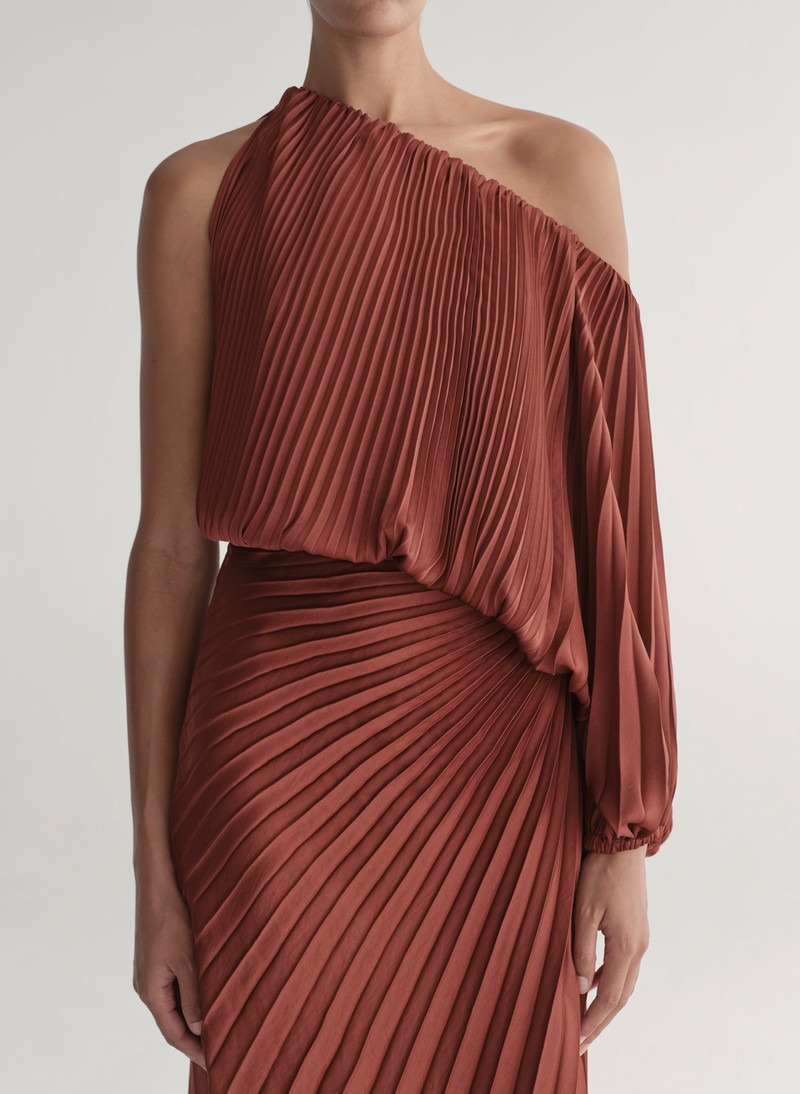 Mara Satin Pleated Asymmetric Top 3