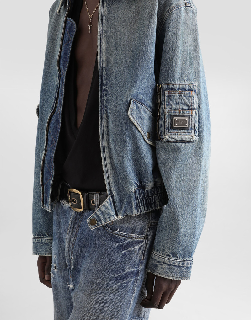 면 denim bomber 재킷 태그 4