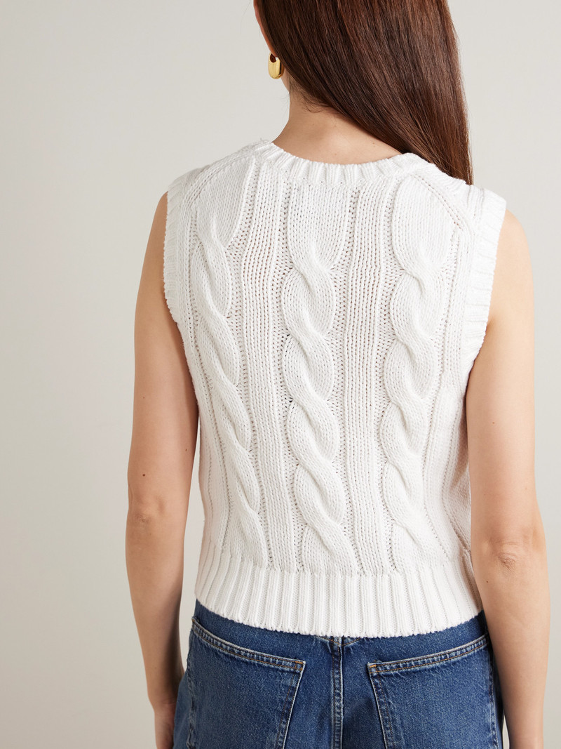 Embroidered Cable-knit Cotton Vest 3