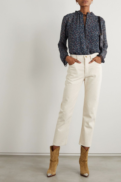 See by Chloé Tie-neck lace-trimmed floral-print georgette blouse outlook