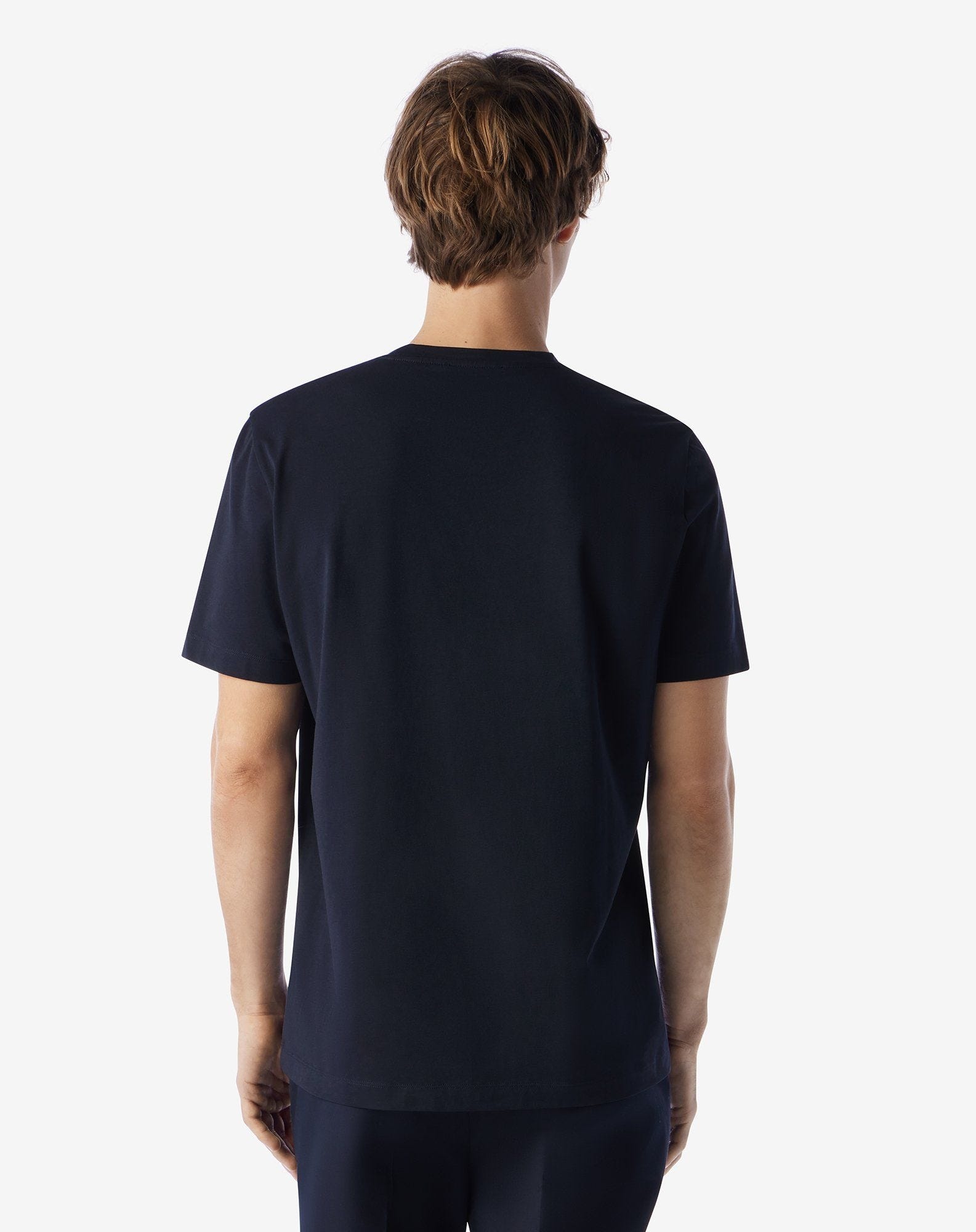 Navy blue crew neck stretch jersey t-shirt - 3