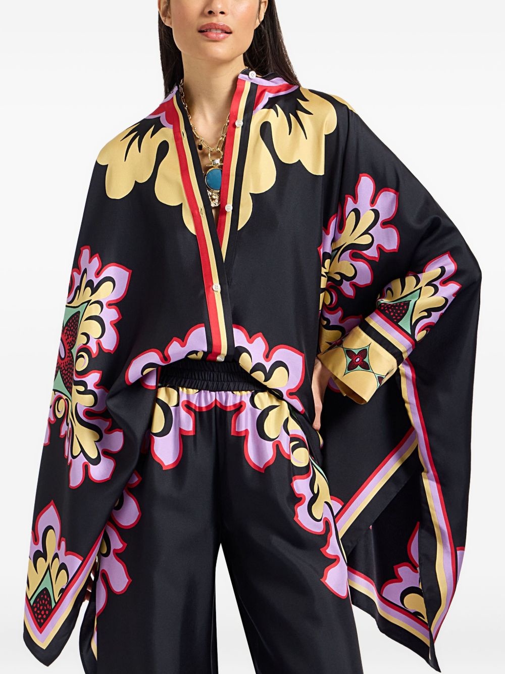 floral print cape - 2